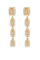 Lydia Long Earrings, 18k Yellow Gold Plating & Crystals